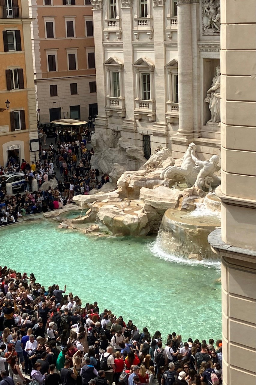 Crowds at the Trevi Fountain_Seen from Rooftop_Rome_2023