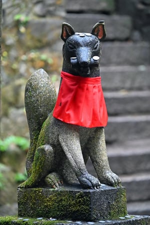 Fushimi Inari Taisha Shrine_Kyoto_Stone Fox_Coins