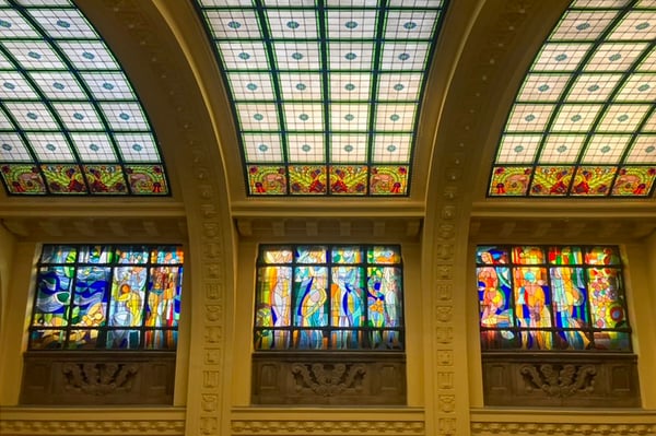 Gellert Bath_Interior Stained Glass_Budapest