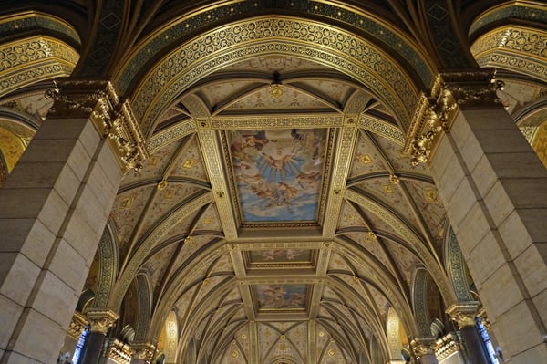 Grand Staircase_Ceiling Frescos_Hungarian Parliament Building_Budapest