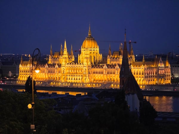 Hungarian Parliament Building at Night_From Buda Castle_Budapest