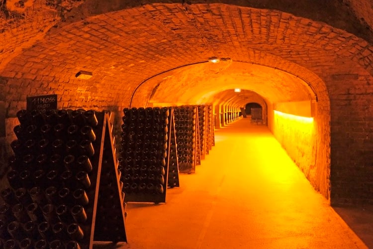 Champagne cellars at Moët et Chandon in Epernay, France