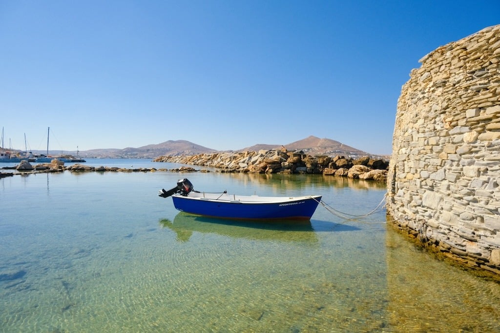Naoussa Harbor_Fortress_Small Boat_Paros