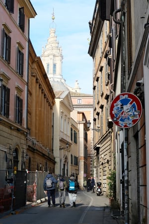 Narrow Street in Centro Historico_Church of SantIvo alla Sapienza in Distance_Rome