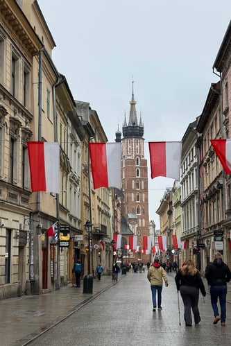 Polish Flags_St. Marys Basilica_Krakow Old Town