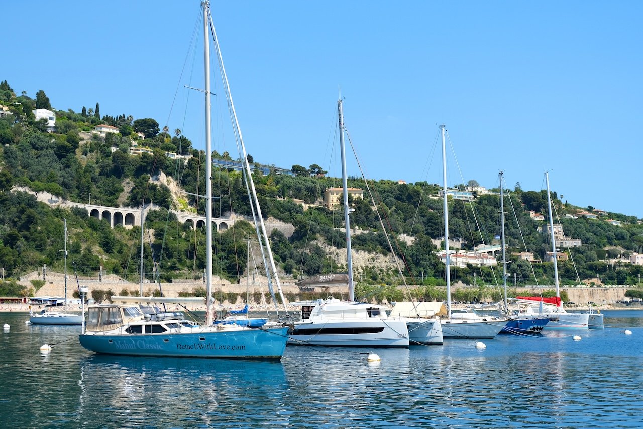 Sailboats Anchored_Villefranche-Sur-Mer_French Riviera Sailboats Anchored_Villefranche-Sur-Mer_French Riviera