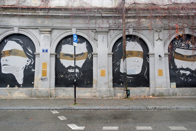 Kazimierz Historical Mural in Krakow, Poland