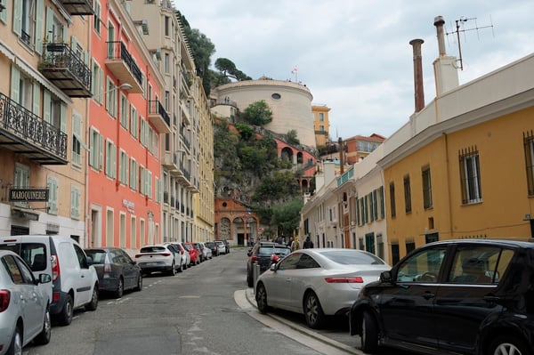 Street in Old Town Nice_Castle Hill in Background