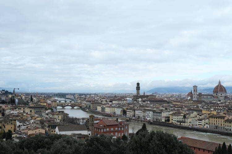 The Florence Skyline from Piazzale Michelangelo in Florence, Italy