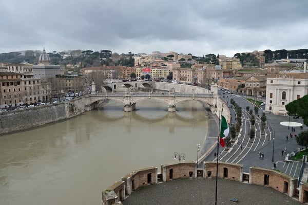 View of the Tiber River and Ponte Vittorio Emanuele II from Castel SantAngelo_Rome