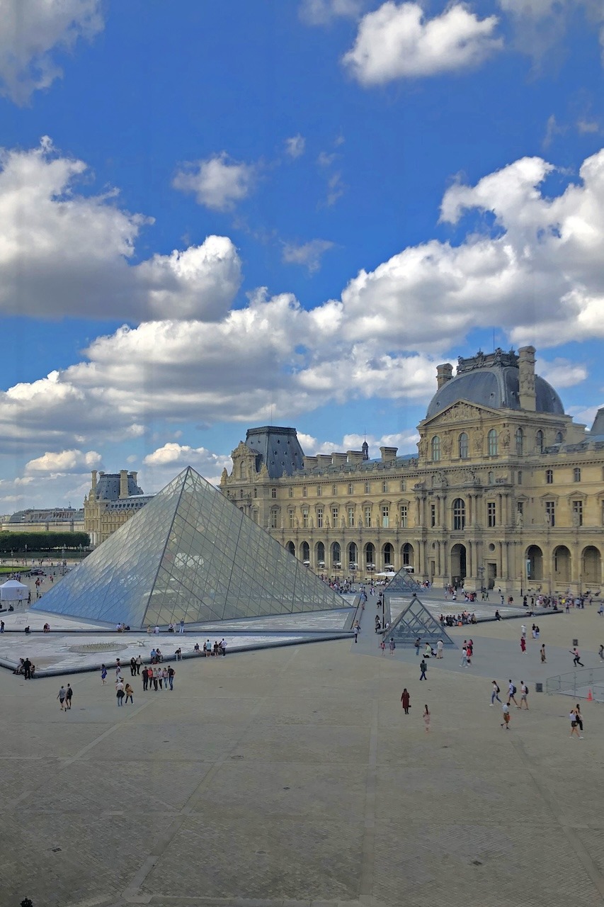 Iconic Glass Pyramids at the Louvre Museum in Paris, France
