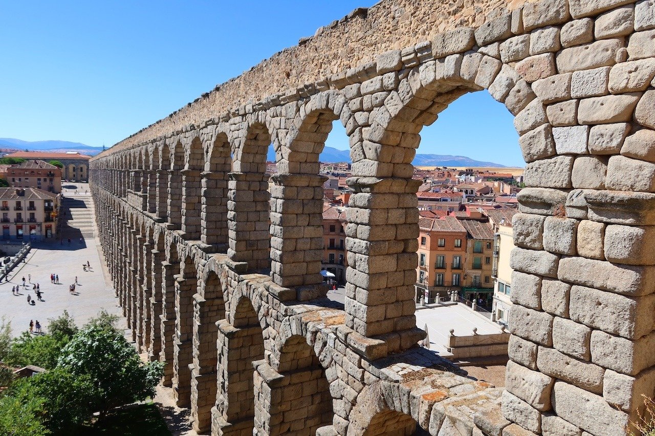 Roman Aqueduct in Segovia, Spain 